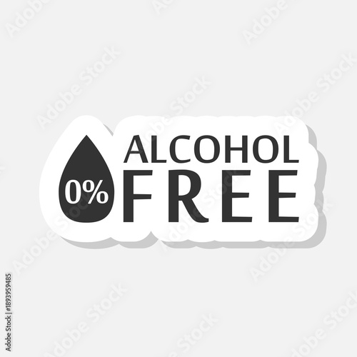 Alcohol free icon sticker isolated on gray background