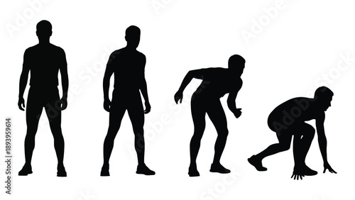 Evolution of man depicted through four silhouetted figures showing progressive stages
