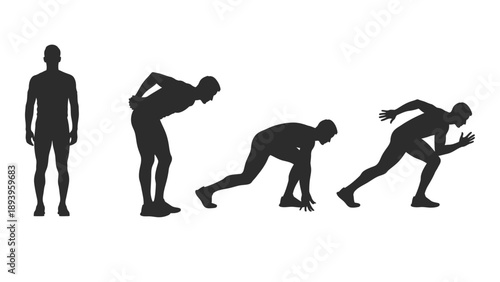 Evolution of man depicted with silhouettes showing stages of human development