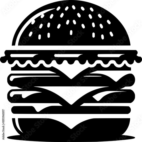 Mega Burger Graphic: A mouthwatering, double-decker burger, featuring juicy patties, melty cheese, and fresh ingredients, is the star of this delectable graphic illustration.