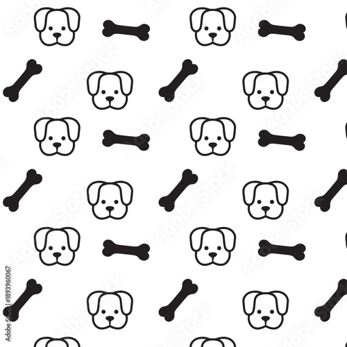 Dog Face Bone Outline Pattern