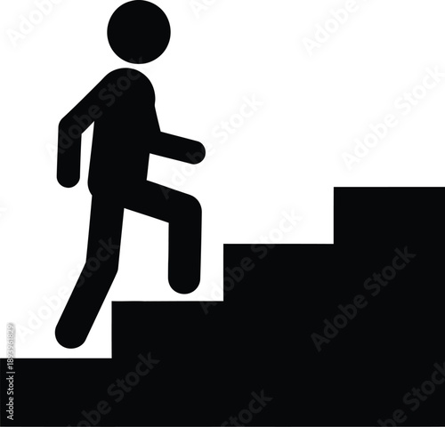 A person climbing up the stairs