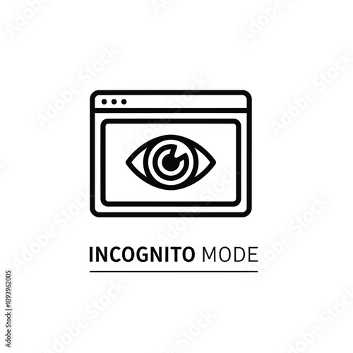 Incognito mode browser icon in minimalist design with simple black lines on white background for privacy symbol