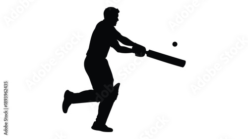 Silhouette of a baseball player swinging a bat at a pitched ball