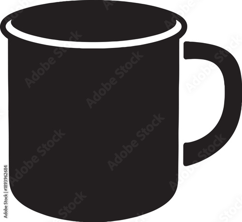 Portable Camping Mug Black Silhouette Icon