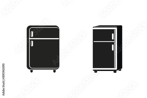 Mini Fridge Silhouette Icon Vector Illustration Small Kitchen Appliance 