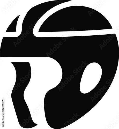 Black silhouette of a viking helmet isolated on a white background