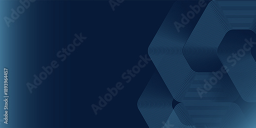 Abstract dark blue technology background with geometric hexagon line pattern, modern digital wave design, futuristic corporate backdrop for business presentation, fintech, AI, data network, innovation