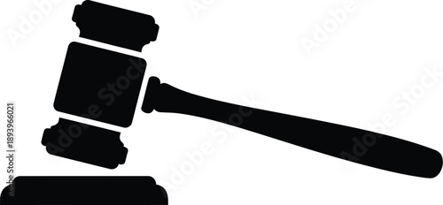 A black silhouette of a judge gavel