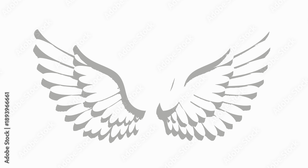 Fototapeta premium Abstract illustration featuring stylized wings of freedom on a clean white background creating a