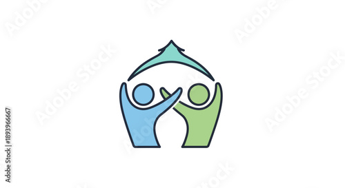 Abstract teamwork symbol showcasing support collaboration and shared success with connected people