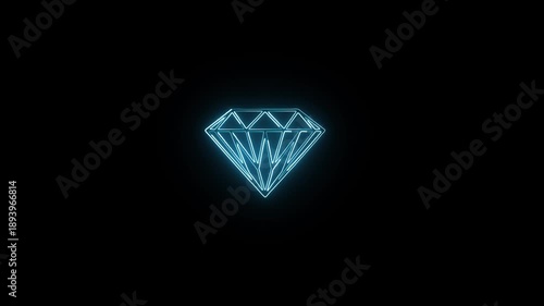 Blue Neon Diamond Animation Loop