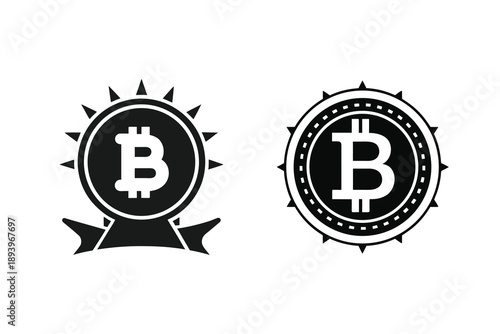 Bitcoin Cryptocurrency Symbol Silhouette Black Digital Currency 