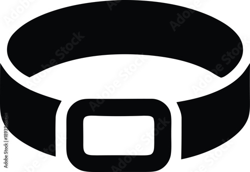 Simple black silhouette of a dog collar with a rectangular buckle