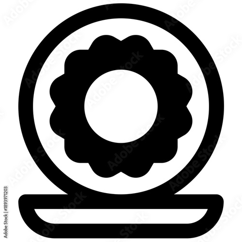 Porcelain. Outlined stroke vector icon with black-filled details.