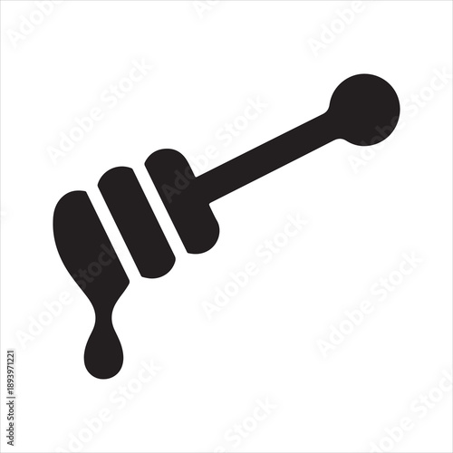 Honey dripping from a honey dipper vector, Simple honey dipper spoon with dripping honey icon vector illustration