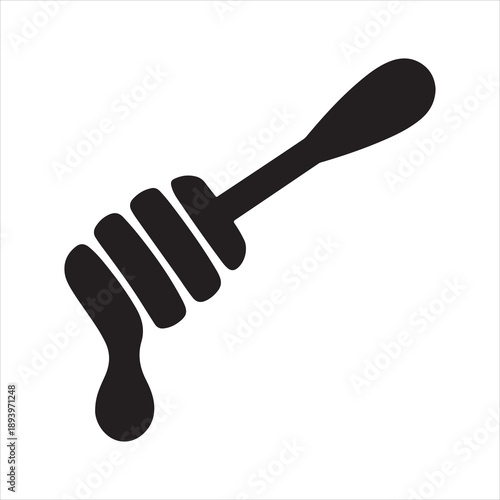 Honey dripping from a honey dipper vector, Simple honey dipper spoon with dripping honey icon vector illustration