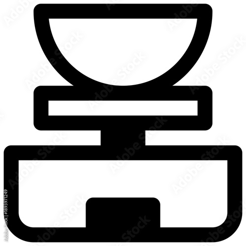 Pottery wheel. Outlined stroke vector icon with black-filled details.