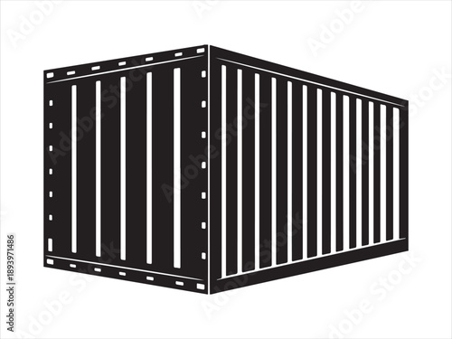 Shipping Cargo Container Silhouette, Black shipping container silhouette vector illustration