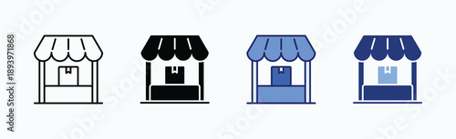 Market Icon Sheet Multiple Style Collection Isolated Vector