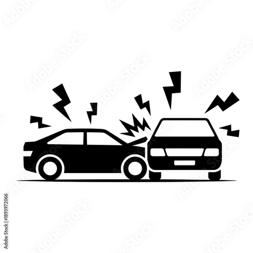 Two cars crashing into each other with crash lines  road accident illustration