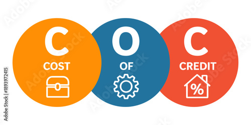 Cost of Credit infographic with finance icons and symbols