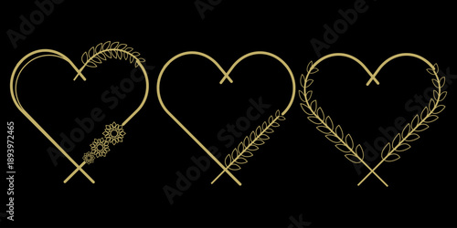 Floral Heart Wreath Frame on Black Background, perfect for romantic designs, wedding invitations, Valentine backgrounds, greeting cards, and love themed creative project