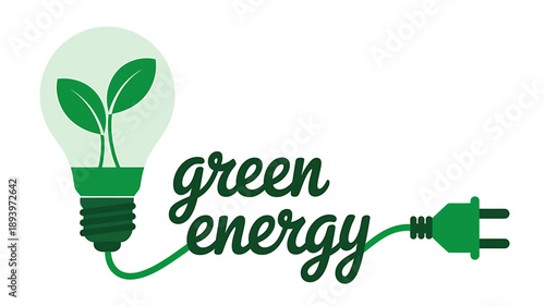 Green energy concept with light bulb and plant  eco friendly electricity