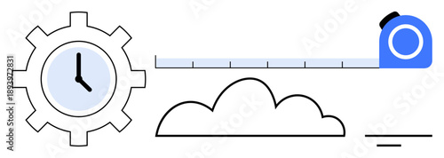 Time management concept. Time management tools thumbs up a clock, gear productivity. Time management supports efficient planning for business, personal productivity, goal setting, project management