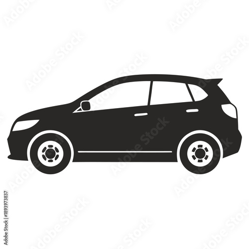 Black and white vector car isolated on white background icon illustration silhouette transport automobile vehicle SUV truck design model wheel drive traffic speed