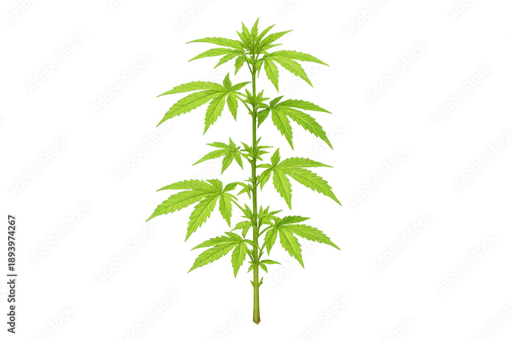 Obraz premium Cannabis sativa plant showing green leaves for medical marijuana, cbd oil, hemp, and herbal treatment concepts