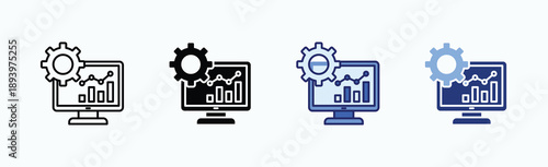 Statistic Icon Sheet Multiple Style Collection Isolated Vector