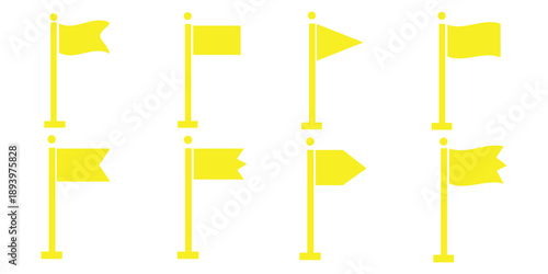 Vector waving flags icon set isolated on white background