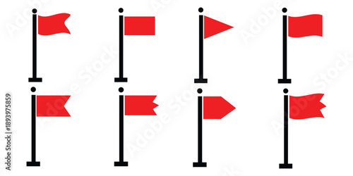 Vector waving flags icon set isolated on white background