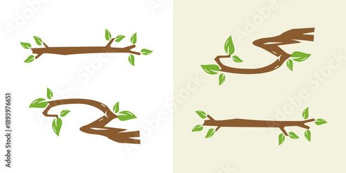 Leaves leaf with stem branch twig woody wood tree isolated graphic