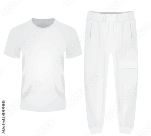 White t shirt and bottom. vector