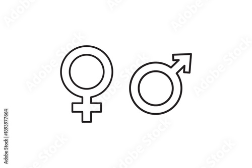 A set of male and female gender symbols. Female and male signs. Sex symbolism. Male and female, man and woman, EPS 10. Vector illustrations.