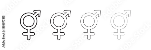 Male and female gender symbols set. Gender symbol. Sex Symbols Icon Male Female Vector Sign. Men, women, girl, boy - stock vector.