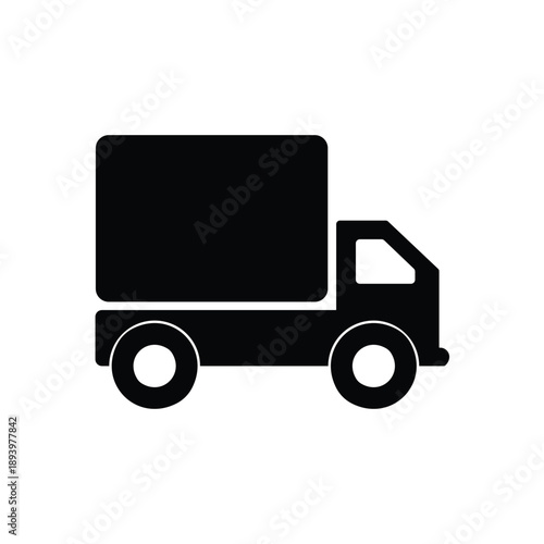 Delivery Truck Icon Silhouette — Logistics Transport Vehicle Symbol for Shipping, Courier and Freight Services