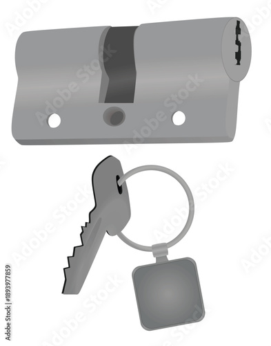 Cylinder brass lock. vector illustration
