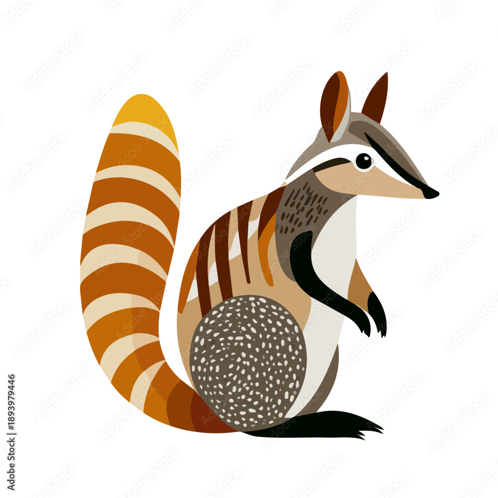 Fototapeta premium Clean 2D flat vector depiction of a Numbat, designed in minimalist modern style with white background.