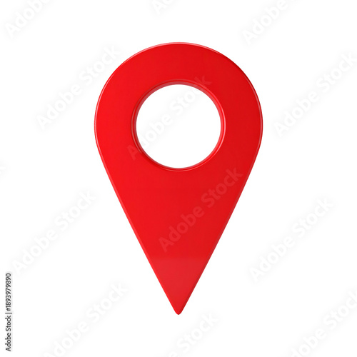 Free Download A glossy, red pin-shaped marker with a circular opening, set against a black backdrop - GFXLoad