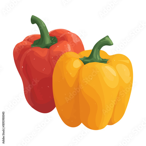 2D minimalist flat vector of a Stuffed Bell Peppers, contemporary clean design isolated on white.