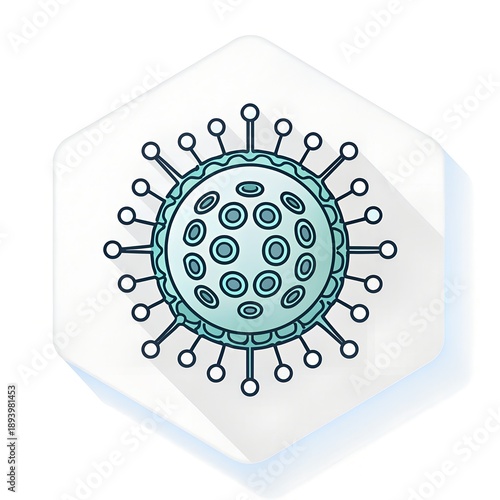 Microscopic Pathogen Illustration, A Detailed 3D-Style Vector of a Viral Structure for Medical and Scientific Research Concepts.