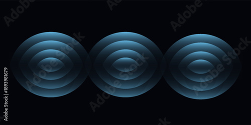 Sound wave. Signal concentric circle. Round light effect. Wifi range. Radio station signal. Water ripple with circle waves. A place or a painful point. Radar screen. Vector effect.