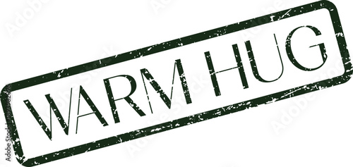 Green Warm Hug Vintage Distressed Rubber Stamp Impression for Comfort and Affection