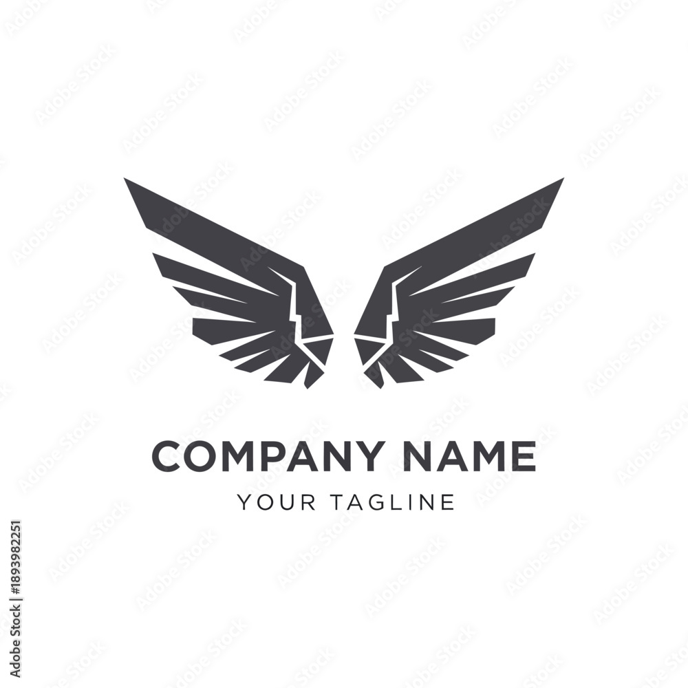 Naklejka premium Black wing logo with text.