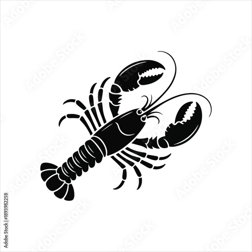 Illustration of crawfish, lobster Ssilhouette icon on white background.