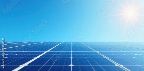 A minimalist and modern solar panel symbol against a blue sky background, representing clean energy and sustainability , electricity, environment