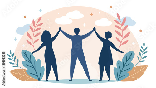 Diverse group of people joining hands in unity and cooperation